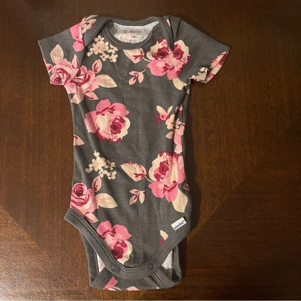 Modern Moments by Gerber | Black Floral Pjs and Onesie | 6-9 mo